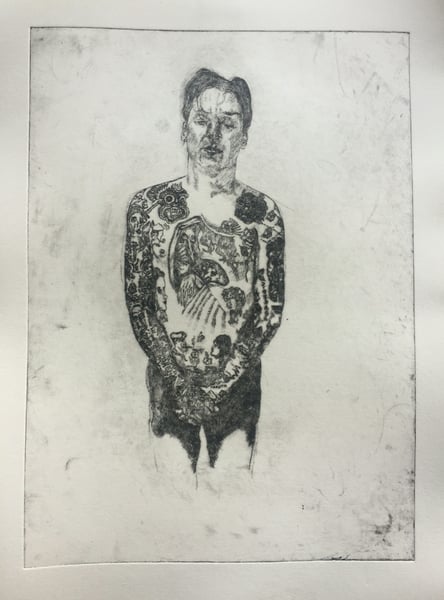 Image of 'Nicobone' drypoint etching. Signed and Editioned.