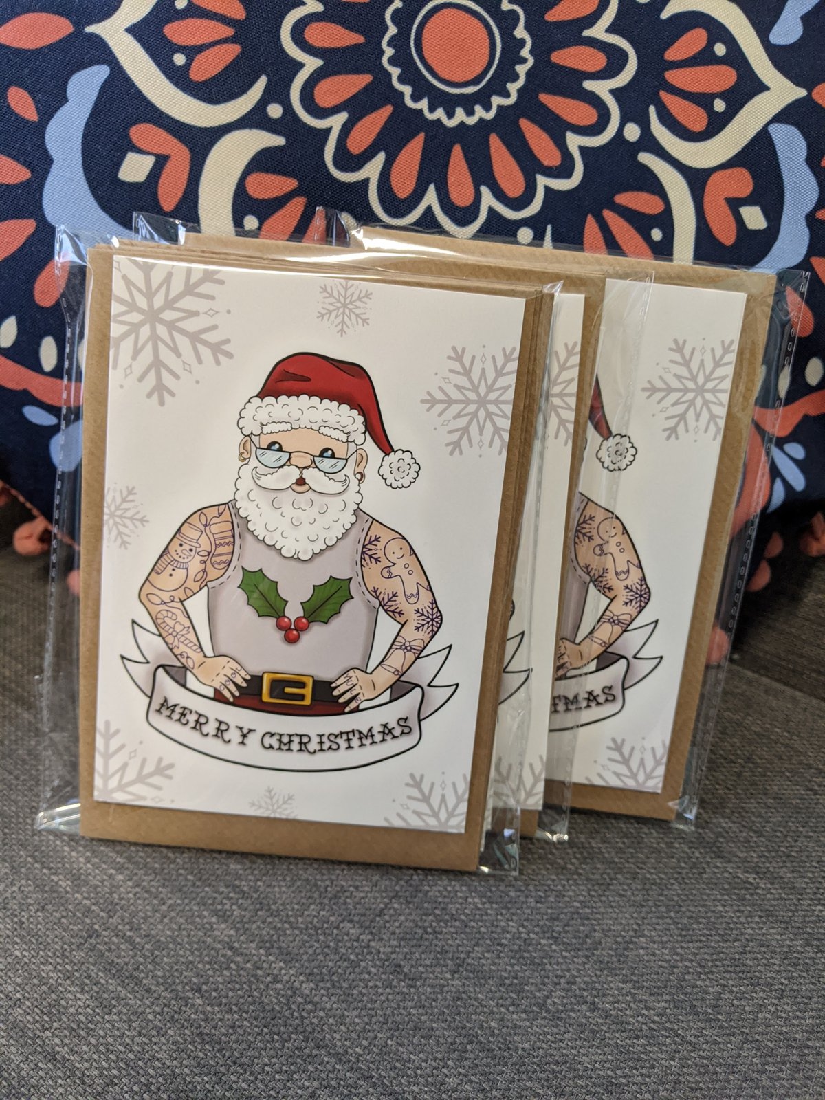 Image of Tattooed Santa Christmas Cards