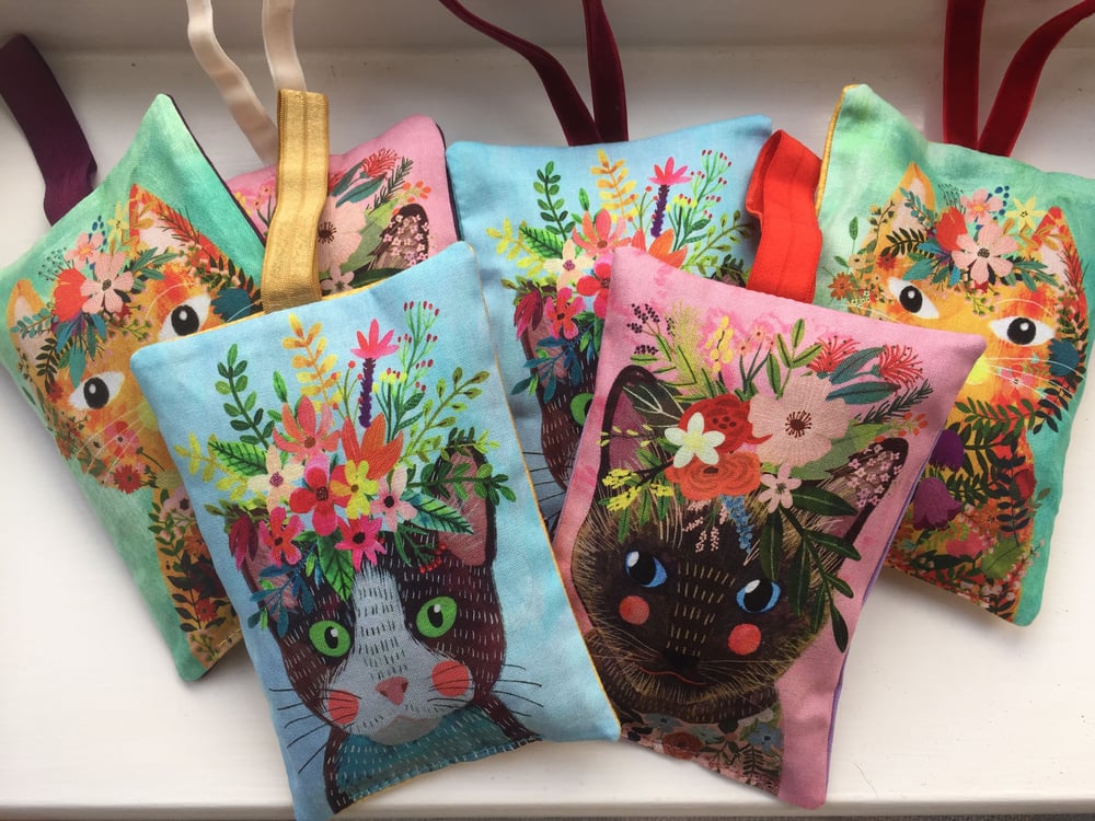 Image of Floral Cat Lavender Bags