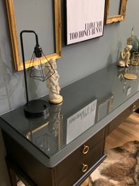 Image 3 of Black stag desk with glass top 