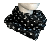 Image 1 of Black & White Polka Dot Print Scarf 