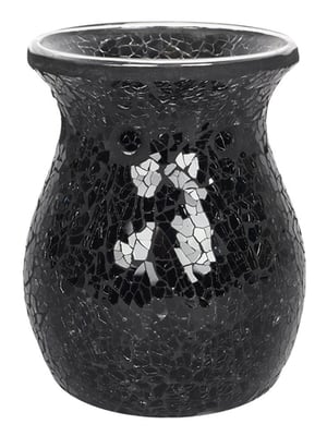 Image of LARGE CRACKLE GLASS OIL BURNER Black