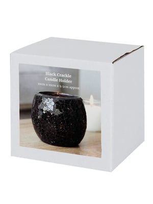 Image of LARGE CRACKLE GLASS CANDLE HOLDER Black