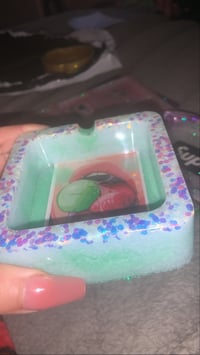 Image 3 of Neon Green Glitter Lollipop Ash Tray 👄🍭💚