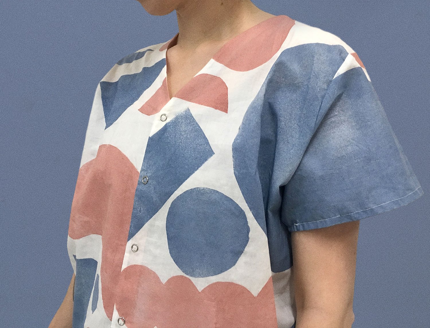 Image of BLUE AND ORANGE SHAPES SHIRT