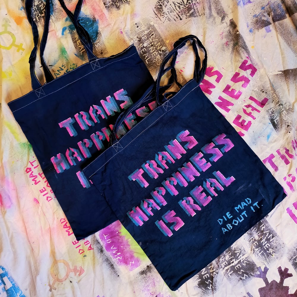Image of Trans Happiness is Real tote - navy