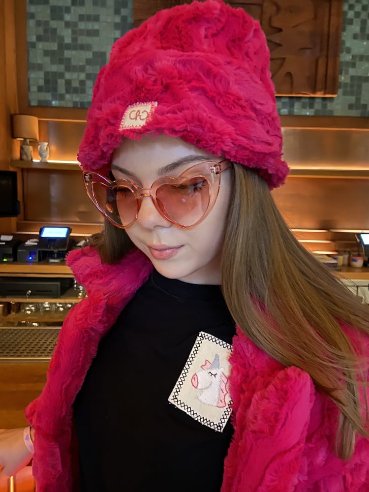 Image of Fuchsia Faux Fur Mink Bucket Hat