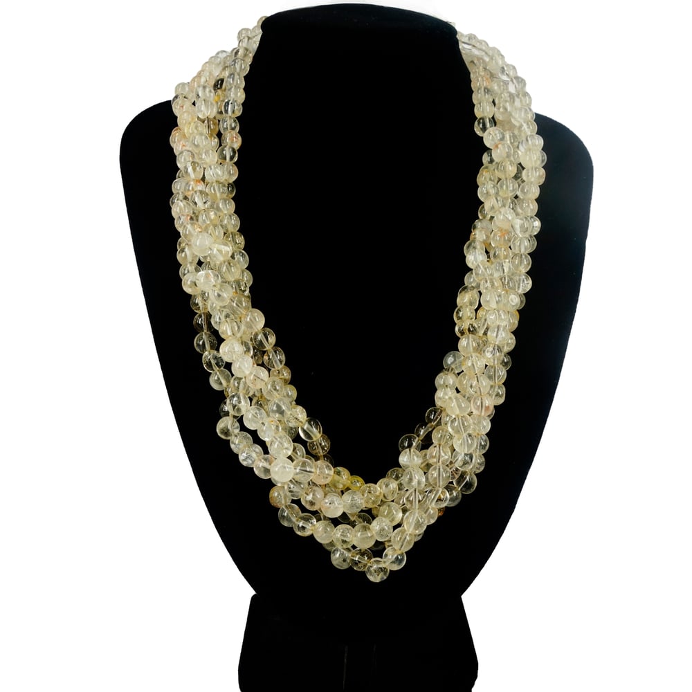 Image of Rutilated quartz multi-strand beaded necklace.M2101