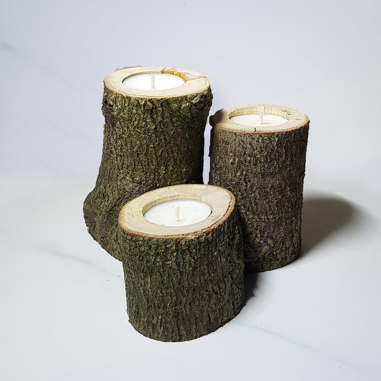 Rustic Large Trio Candle Holder Set