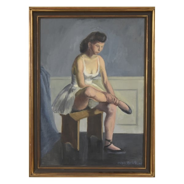 Image of Large, 1940, Swedish Oil Painting, 'Ballerina,'
