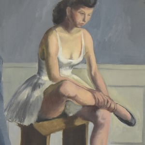 Image of Large, 1940, Swedish Oil Painting, 'Ballerina,'