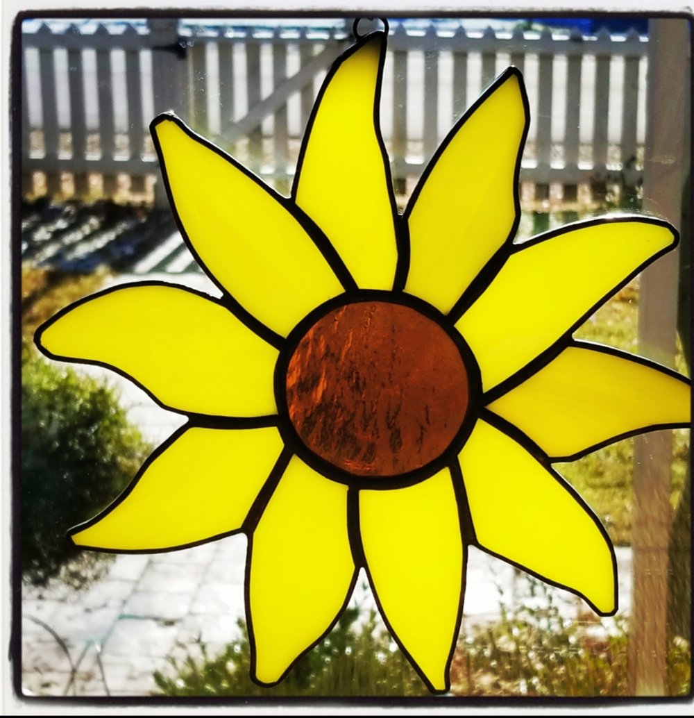 Image of Sunflower Sun catcher-Stained Glass