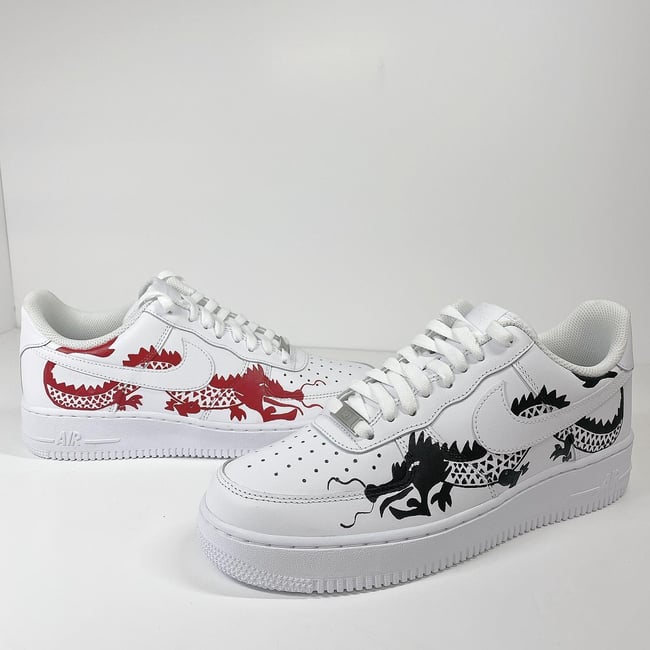 Nike AF1 - Black & Red Twin Dragons 