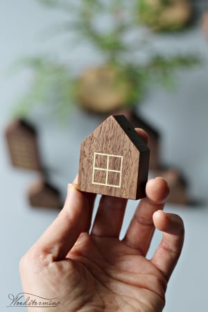 Image of Christmas home decorations - miniature houses, hygge home decor - set of 5