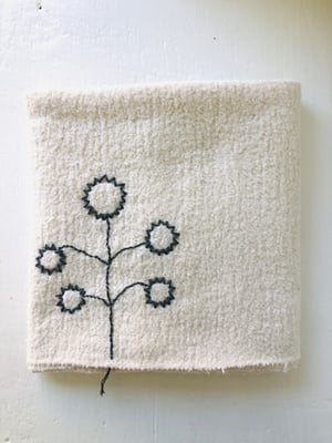 Image of grey botanica embroidered ecru towel