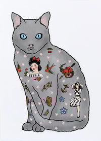 Tattoo Grey Cat Card