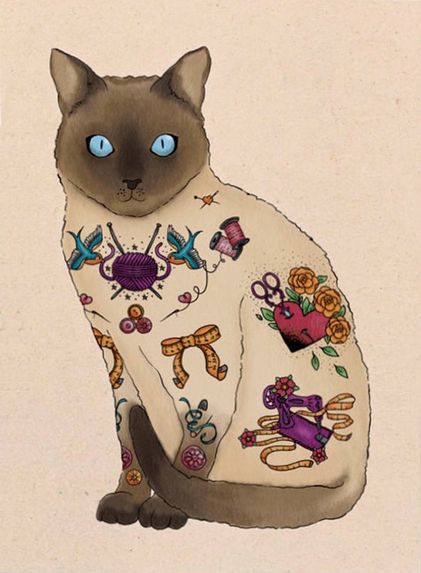 Image of Tattoo Siamese Cat Card