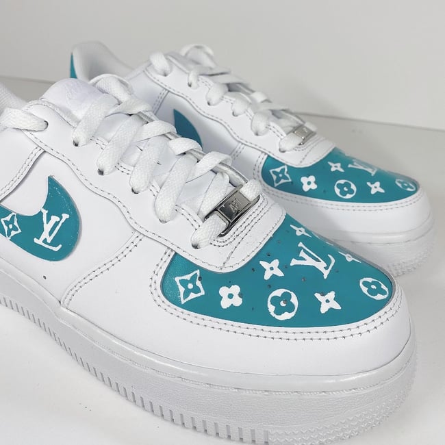Nike AF1 - Hand Painted Turquoise LV
