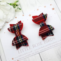 Image 1 of Red Tartan Pigtail Bows 