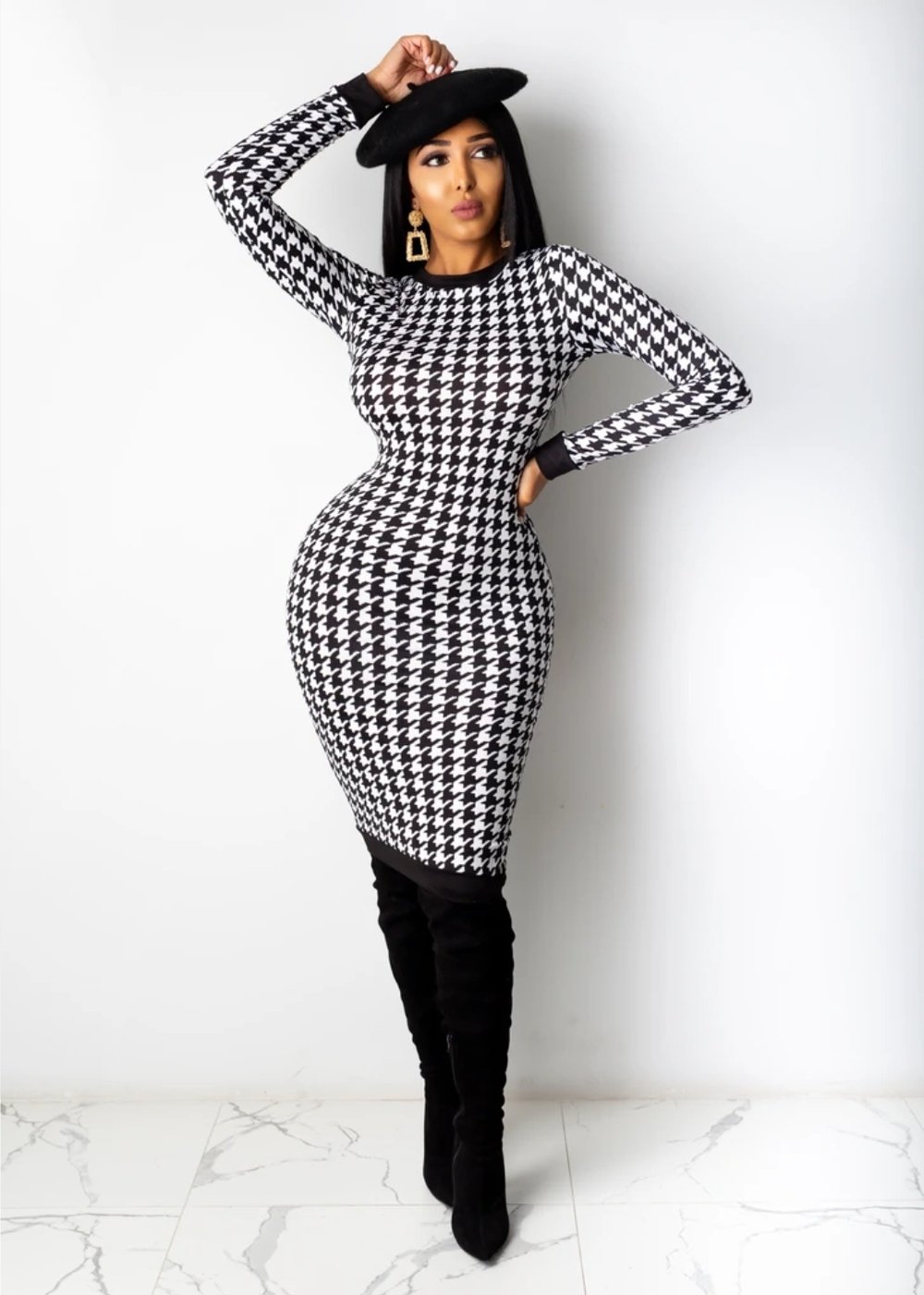 Black & white Houndteeth Dress 