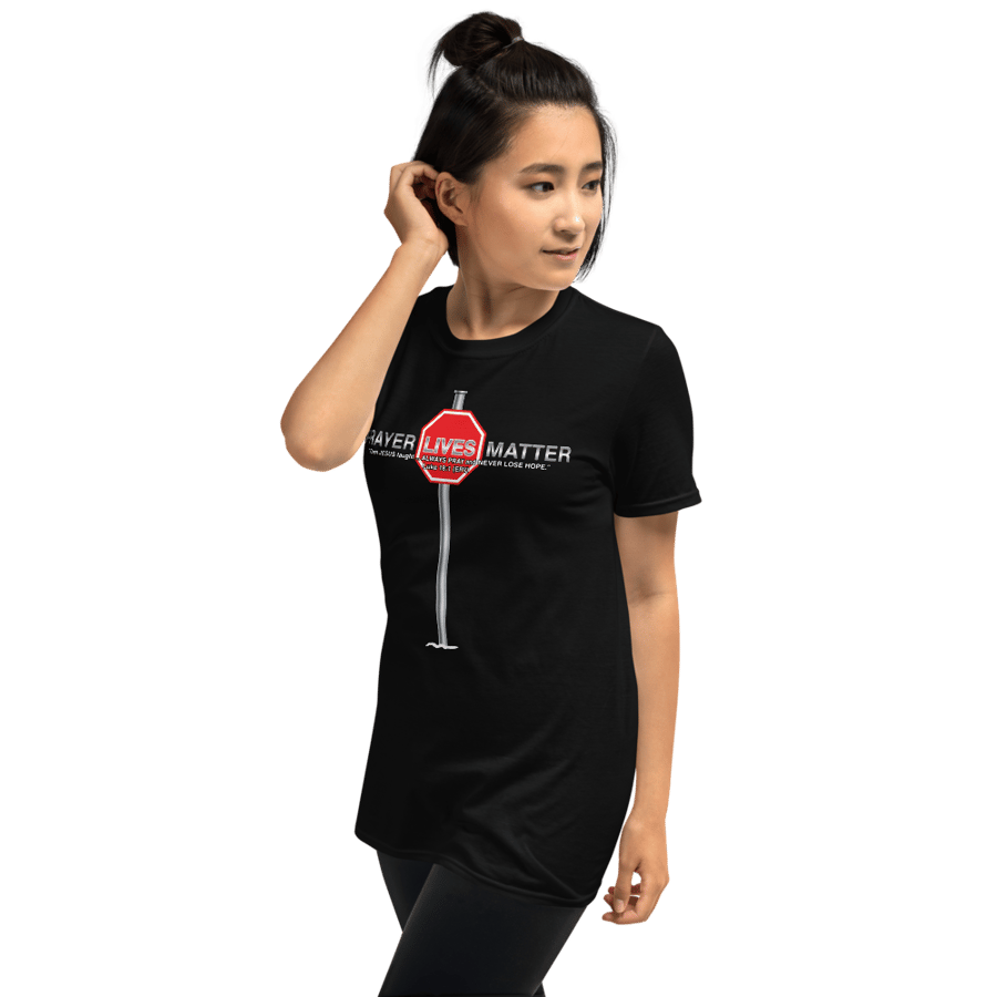 Image of "Prayer Lives Matter" Cross Stop Short-Sleeve Unisex T-Shirt