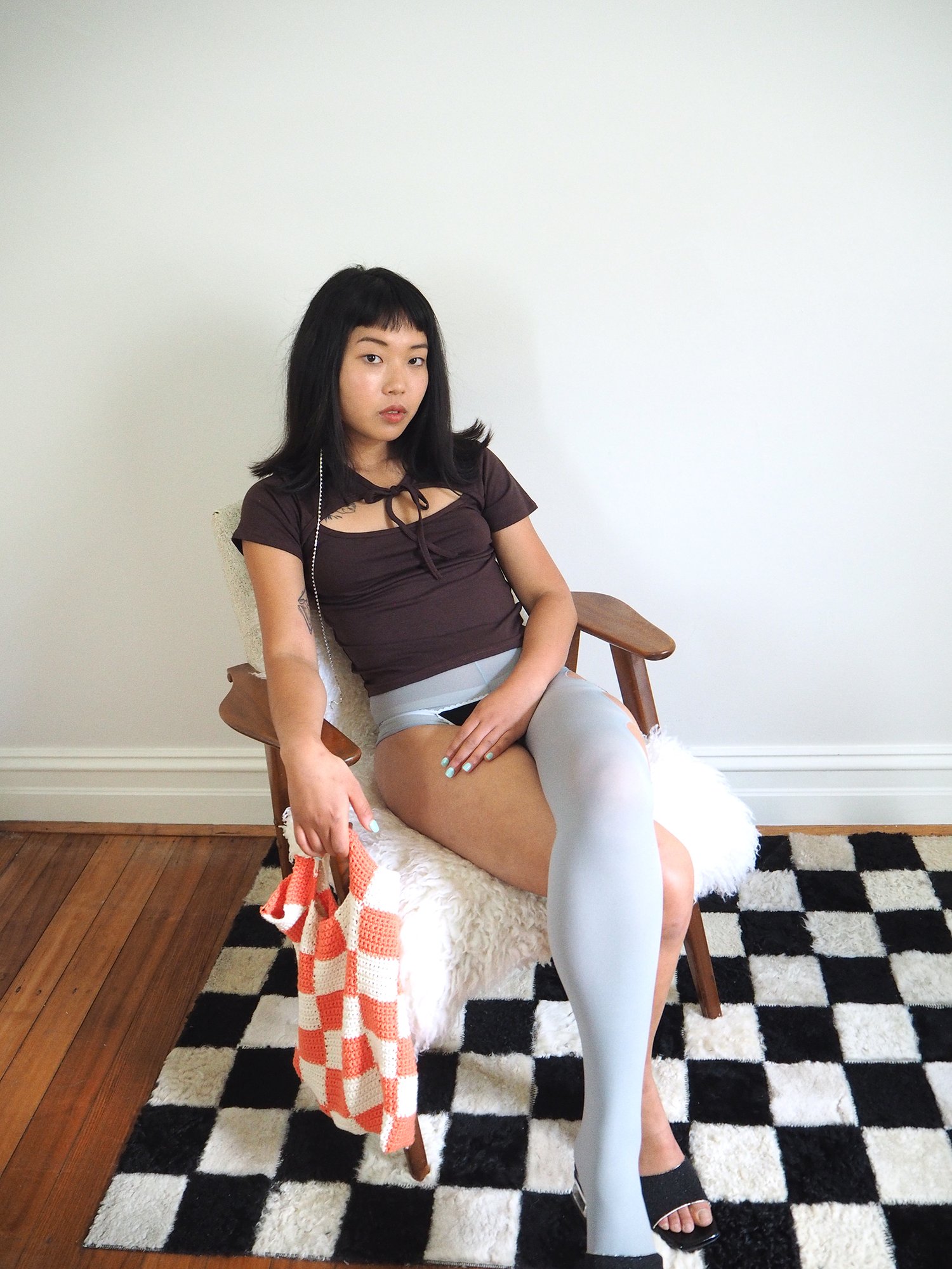Image of No. 10 / Choker Baby Tee - Choccy
