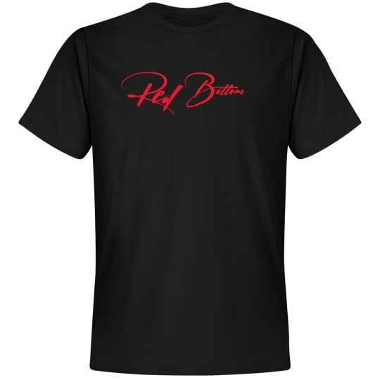 Image of Red Bottoms Black Tee- Red Logo