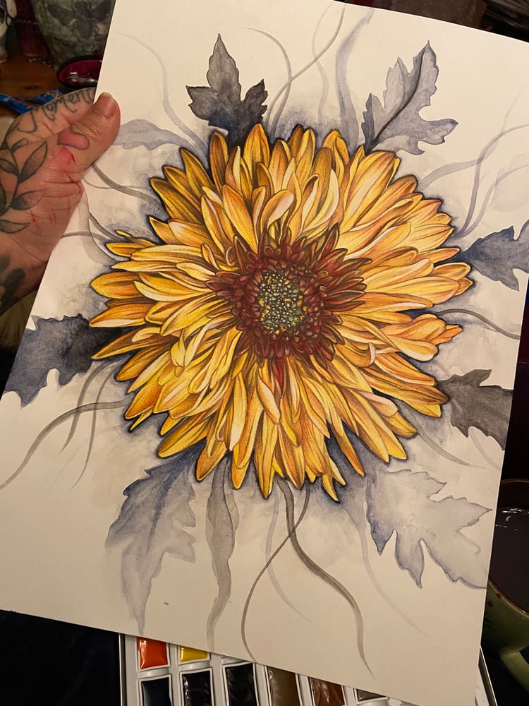 Image of Original chrysanthemum painting