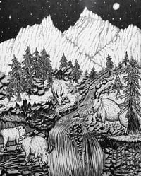 Mountain Goats in Moonlight Print