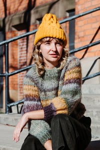 Image 1 of Omemee Cable Toque (shown Alpaca wool in Ochre)