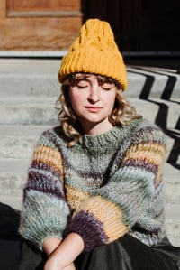 Image 2 of Omemee Cable Toque (shown Alpaca wool in Ochre)