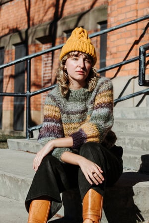 Image of Omemee Cable Toque (shown Alpaca wool in Ochre)