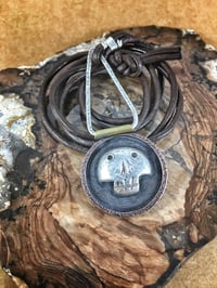 Image 1 of Mixed Metal Skull on Leather 