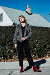 Algoma variegated colourway Cardigan of Mohair/Merino (shown black & natural)