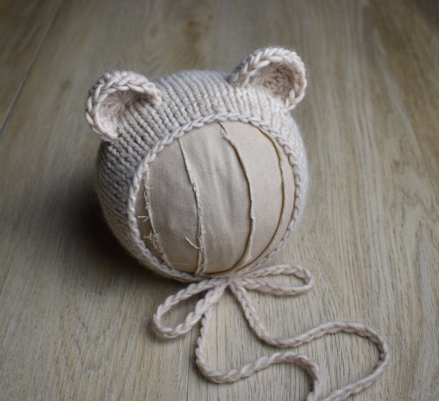 Image of Vanilla Organic Baby Alpaca Bear Bonnet