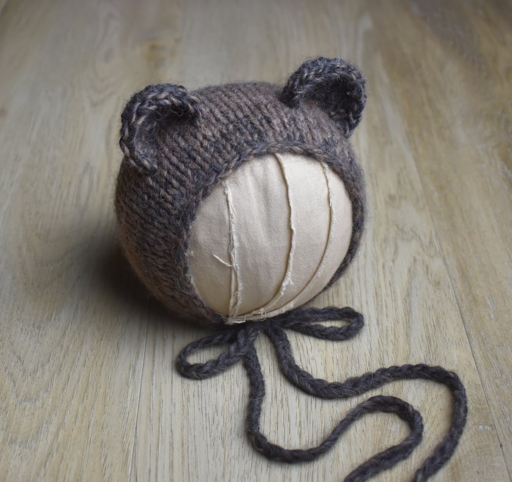 Image of Cocoa Organic Baby Alpaca Bear Bonnet