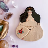Image 3 of Meditating Goddess Plate / Incense Holder - Black Hair / Rose