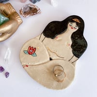 Image 2 of Meditating Goddess Plate / Incense Holder - Black Hair / Rose
