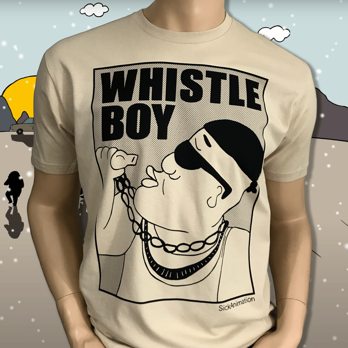 Hold op Start Skraldespand Whistle Boy shirt TAN - Sick Animation Shop