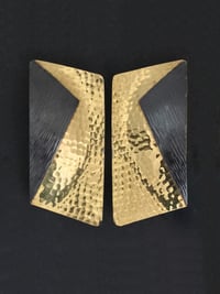 Image 1 of Pair of Door Handles - Hammered Brass and Blackened Copper, Italy
