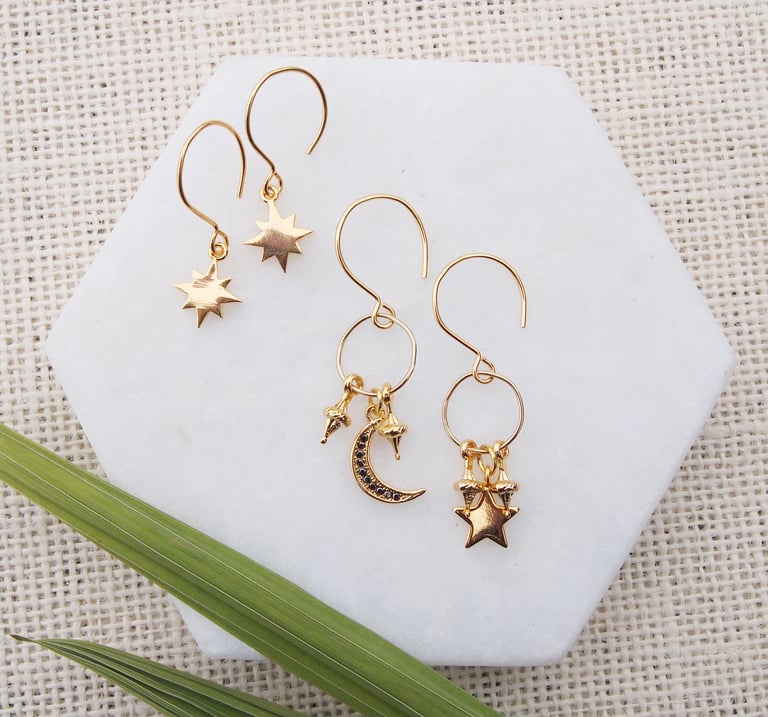 Gold Star Earrings Image 2