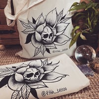 Image 1 of Skull Flower Tote Bag