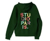 studio paris. embroidered rainbow text hoodie.