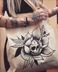Image 2 of Skull Flower Tote Bag