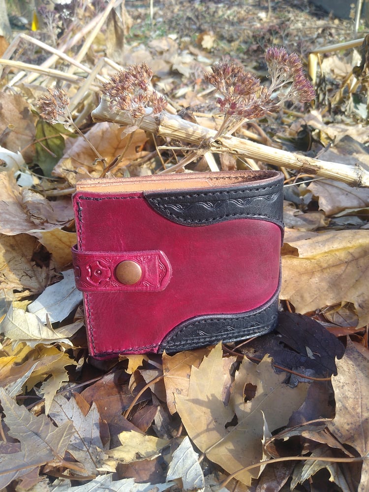 Image of Stamped 4 card folding wallet