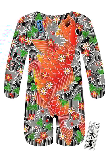 Koi swimming up a waterfall