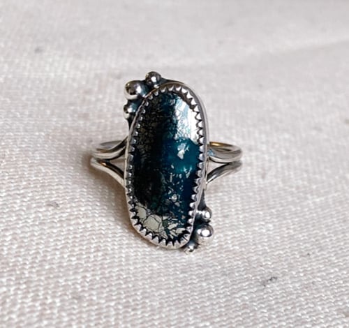 Image of Deep blue Nacozari Pyrite ring