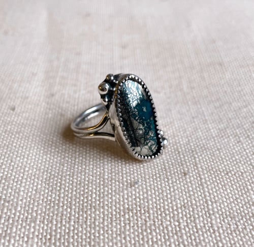 Image of Deep blue Nacozari Pyrite ring