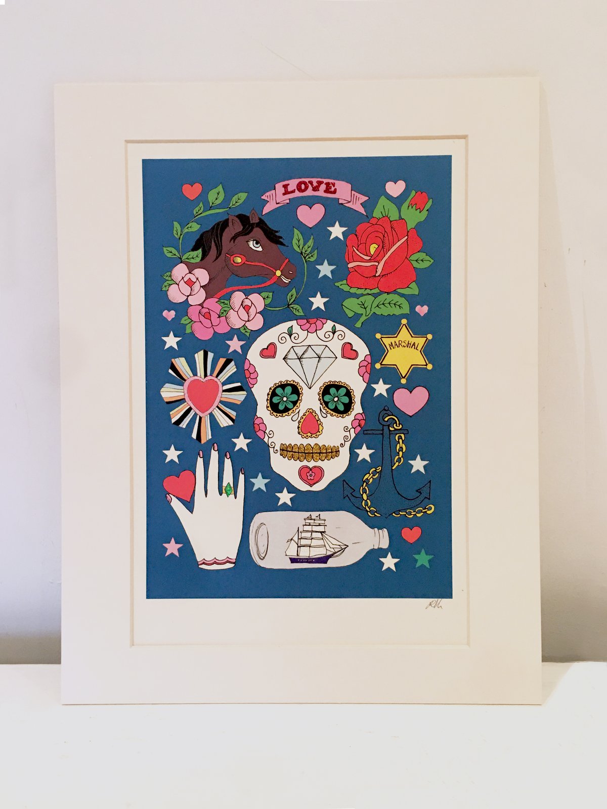 Mexican Sugar Skull Glitter Decorated Print