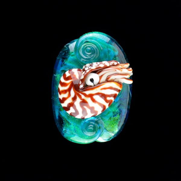 Image of XL. Swimming Nautilus - Flamework Glass Sculpture Bead